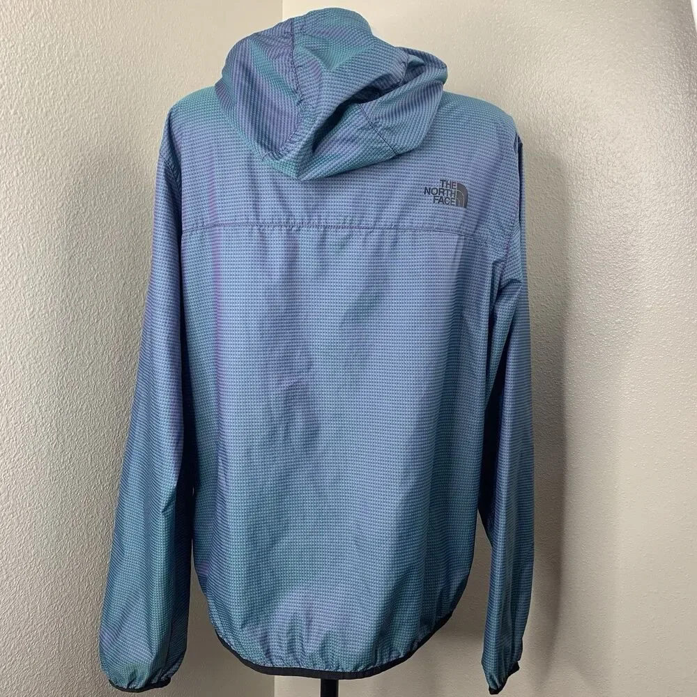 North Face Novelty Cyclone Iridescent Windwall Blue Jacket Full Zip Stow Sz M